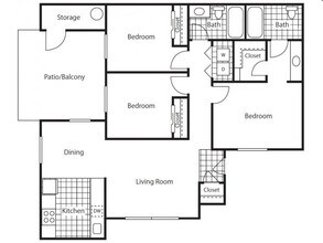 Three Bedroom 2169 floor plan